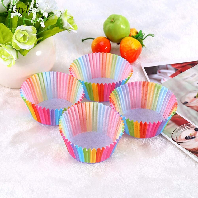 100PCS Paper Baking Cups Disposable Muffin Liner Solid Color Or Printed Cupcake Wrappers Baking Cupcake Mold To Use PQ340