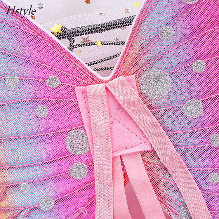 Pastel Color Rainbow Butterfly Fairy Costume Wings for Kids Pretend Play Dress up with Star Magic Wand Girl Birthday Supplies