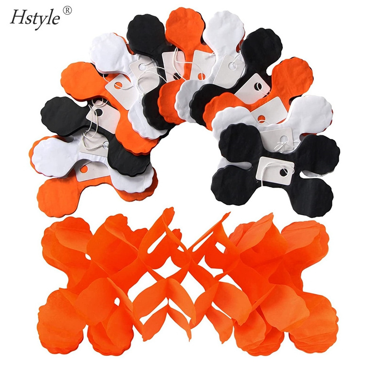 Black White Orange Halloween Party-Decorations Streamers Garland 12pcs 4-Leaf Clover Paper Streamer Graduation BannerDecor S010