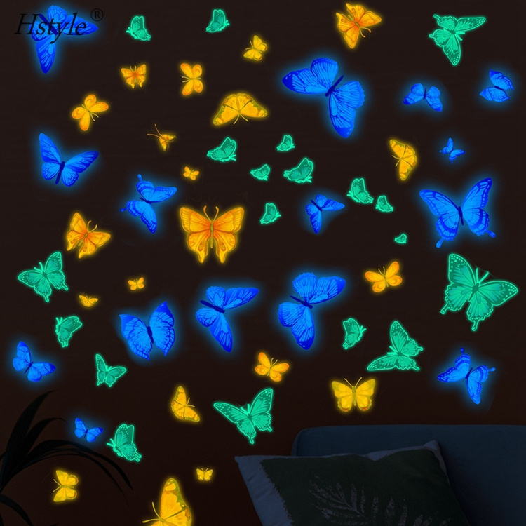 Glow Butterfly Wall Decals Luminous Butterfly Glow in The Dark Wall Stickers DIY Decor for Kid Girl Bedroom Bathroom Decor SD503