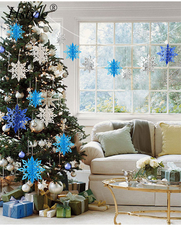 Winter Christmas Hanging Snowflake Decorations- 6PCS 3D Snowflakes Garland for Wonderland Holiday New Year Party Home Decor S230