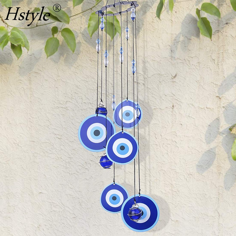 Blue Evil Eye Hanging Decoration Ornament Metal Wind Chimes for Home Garden Decoration SD1793