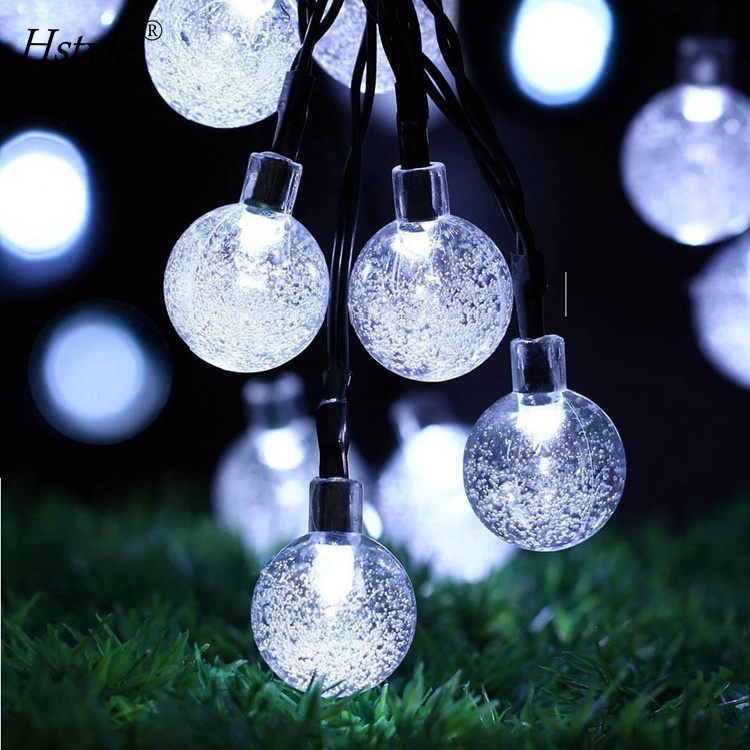 20/30/50 LED Crystal Ball Lights Outdoor String Lights 8 Modes Waterproof Solar Patio Lights for Patio Garden Yard Decor HS1156