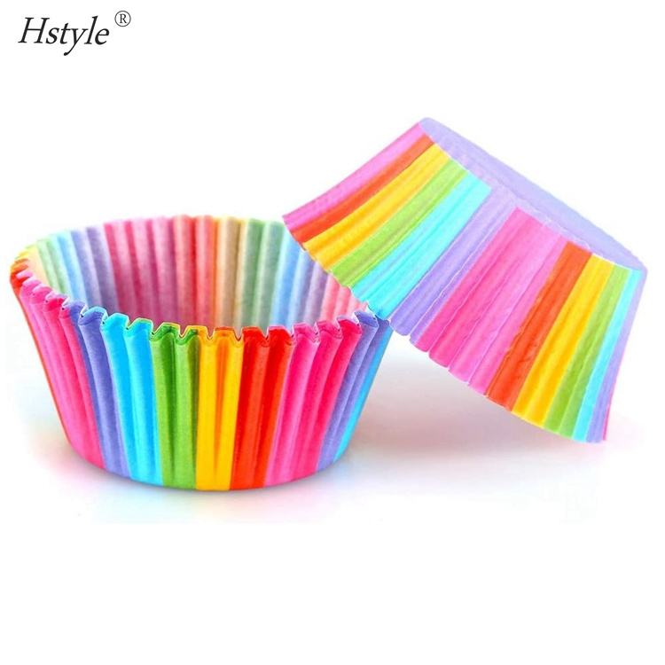 100PCS Paper Baking Cups Disposable Muffin Liner Solid Color Or Printed Cupcake Wrappers Baking Cupcake Mold To Use PQ340