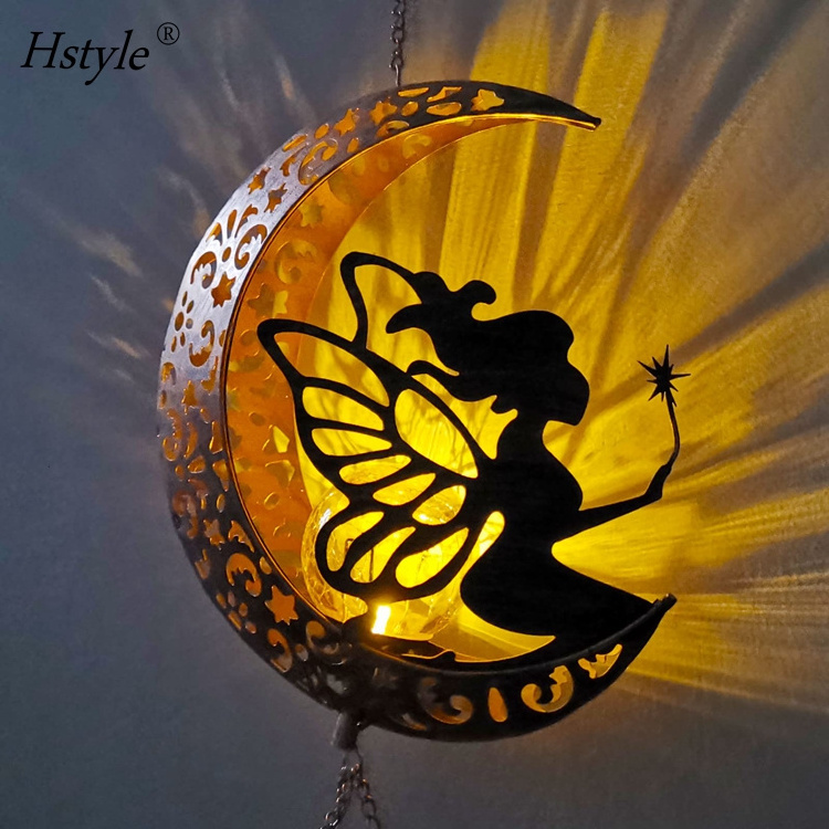 Solar Wind Chimes Moon Fairy Hanging Outdoor Decor Crackle Glass Ball Wind Chimes Light Patio Lawn Yard Gardening Gifts HS1310