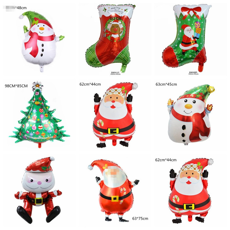 Christmas Decor Balloons Giant Santa Claus Mylar Foil Balloon Elk/Snowman/Reindeer/Candy Cane/Tree Xmas Party Supplies SBF512