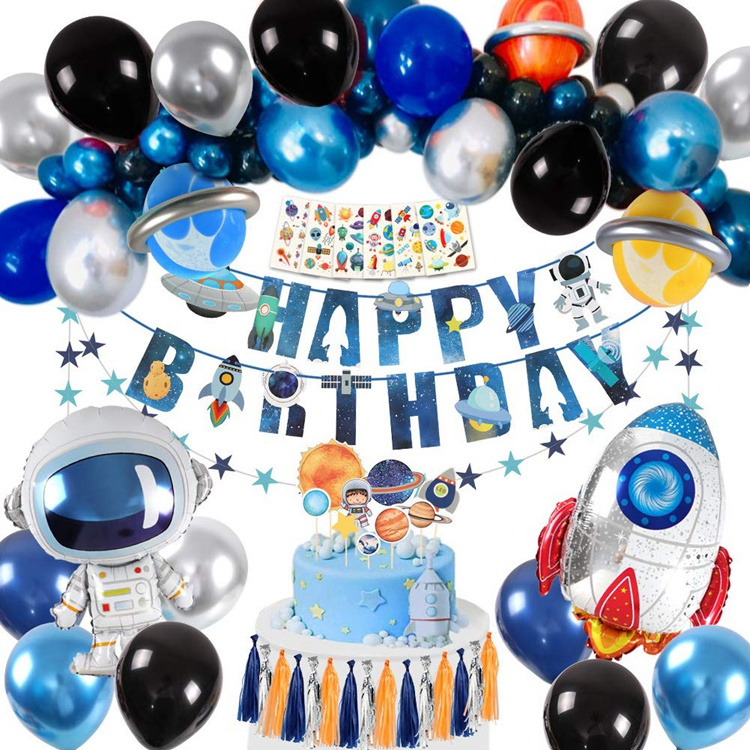 Hstyle Space Party Supplies Solar System Birthday Party Supplies Decoration for Boys Kids Astronaut Outer Space Birthday SET894