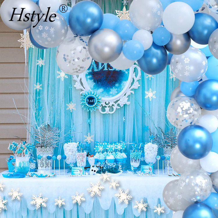 106Pack Snowflake Balloon Garland Arch Kit Winter Wonderland Party Decorations for Boy 1st Birthday Baby Its Cold Outside Party