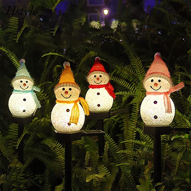 Solar Snowman Garden Stakes Lights Set Outdoor Santa Figurines Lights Christmas Decorations SD2767