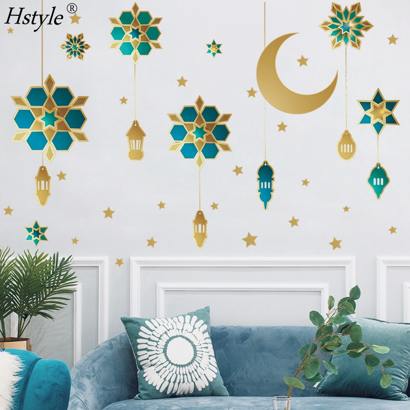 Moon Star Window Decal Ramadan Decorations Self-Adhesive Vinyl Decor for Muslim Eid Mubarak Wall Home Decor Stickers XJ0577