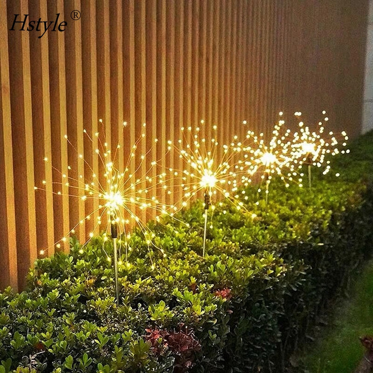 Solar Firework Lights Outdoor Waterproof with 90/120/150 LEDs 8 Lighting Modes Firework Solar String Lights Garden Decor HS1153