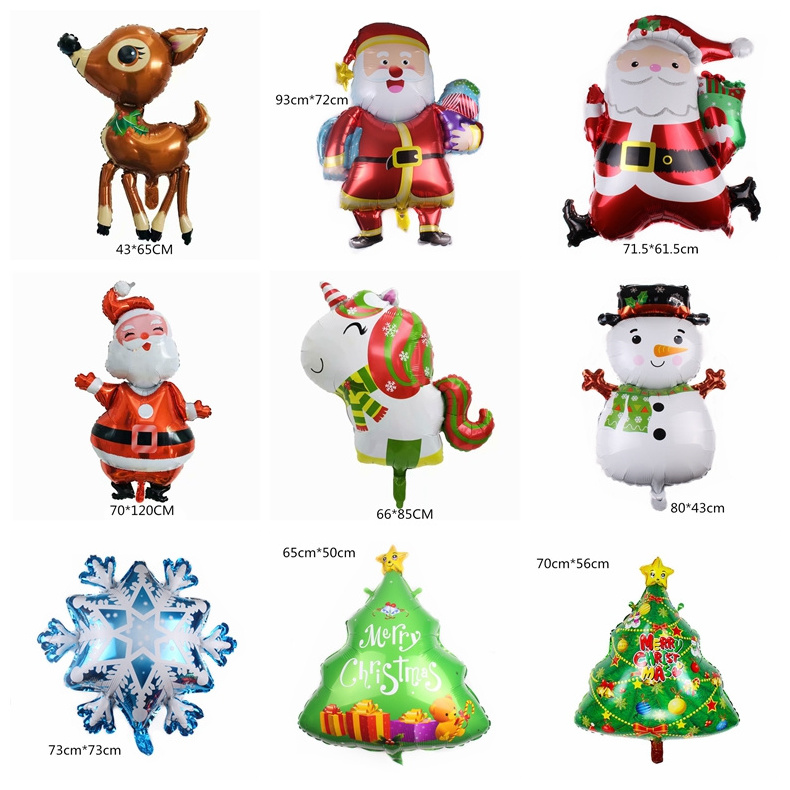 Christmas Decor Balloons Giant Santa Claus Mylar Foil Balloon Elk/Snowman/Reindeer/Candy Cane/Tree Xmas Party Supplies SBF512