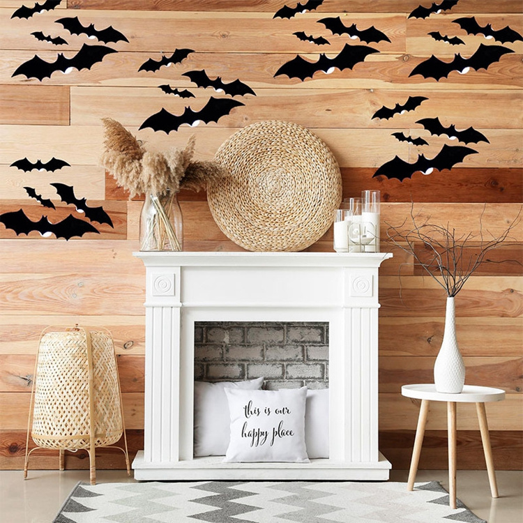 Hstyle Halloween Bats Party Scary Bat Murals DIY Home Window Decoration Removable Bat Stickers for Halloween Wall Decoration