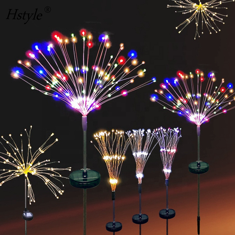 Solar Firework Lights Outdoor Waterproof with 90/120/150 LEDs 8 Lighting Modes Firework Solar String Lights Garden Decor HS1153