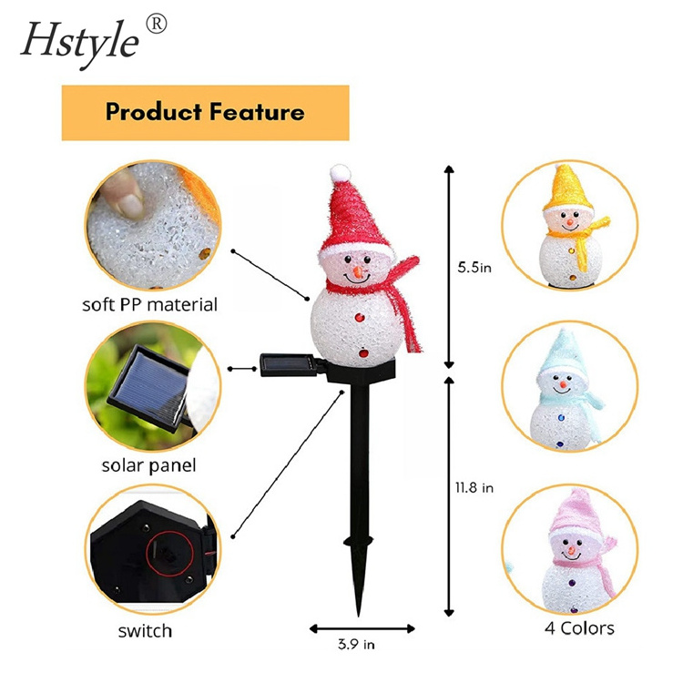 Solar Snowman Garden Stakes Lights Set Outdoor Santa Figurines Lights Christmas Decorations SD2767