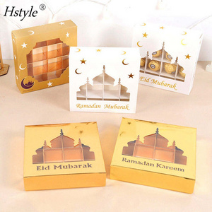 Eid Mubarak Ramadan Festival Decorations Candy Gift Box 16 Slots Eid Candy Chocolate Cake Box with Clear Window Display HS1611