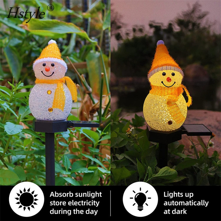 Solar Snowman Garden Stakes Lights Set Outdoor Santa Figurines Lights Christmas Decorations SD2767