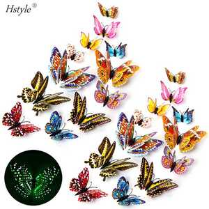 3D Butterfly Wall Stickers Decor 12PCS Luminous Colorful Butterfly Wall Decals  Bedroom Living Room Wall Art Decor SD139