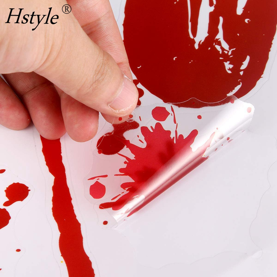 Bloody Handprint Footprint Halloween Decorations 109 PCS Window Clings Spooky Window Stickers for Halloween Party Decors SD982