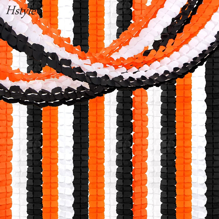 Black White Orange Halloween Party-Decorations Streamers Garland 12pcs 4-Leaf Clover Paper Streamer Graduation BannerDecor S010