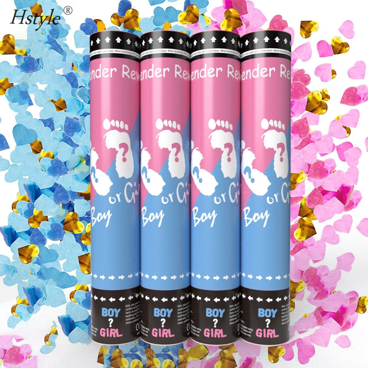 Butterfly Baby Girl Shower Gender Reveal Confetti Cannon Pink Gender Reveal Smoke Bomb Powder Confetti Sticks Cannons SD146