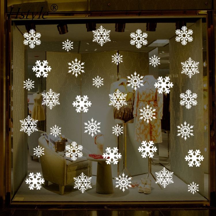 38pcs Christmas Snowflake Window Decal Stickers - Xmas Holiday White Winter Christmas Window Decorations Ornaments Party SD955