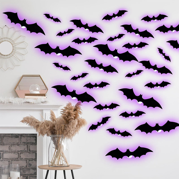 Hstyle Halloween Bats Party Scary Bat Murals DIY Home Window Decoration Removable Bat Stickers for Halloween Wall Decoration