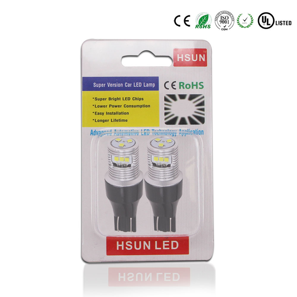 HSUNLAMP T15 W16W Led Light 921 912 9SMD1616 LED Canbus No Error Super Bright Car Backup Reserve Lights Bulb Tail Lamp T15 Led