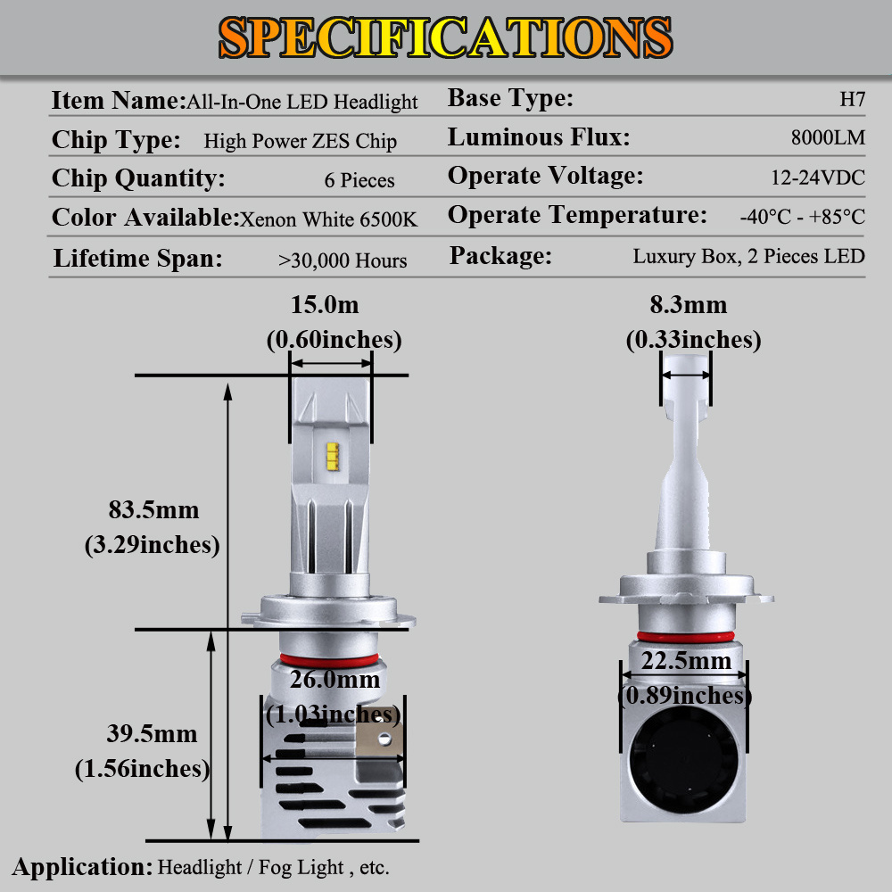 HSUN super brightness car light bulb 15000lm 6000k car led headlight 9005 9006 H4 H7 H11 LED bulb