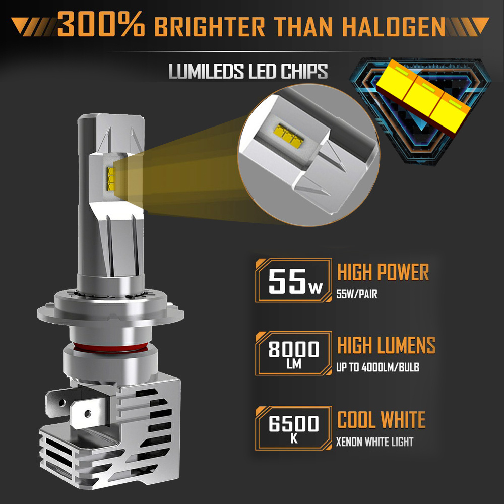 HSUN super brightness car light bulb 15000lm 6000k car led headlight 9005 9006 H4 H7 H11 LED bulb