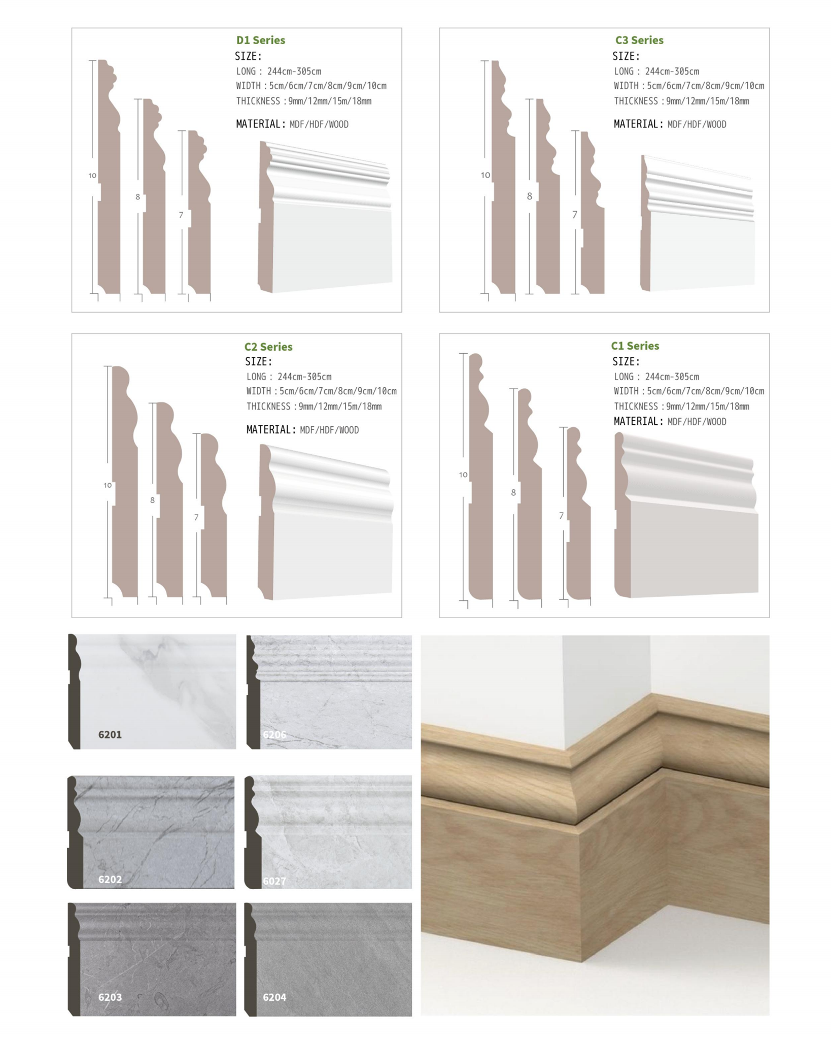 Multi Color Easy Installation Pvc Skirting Board wooden skirting board covers