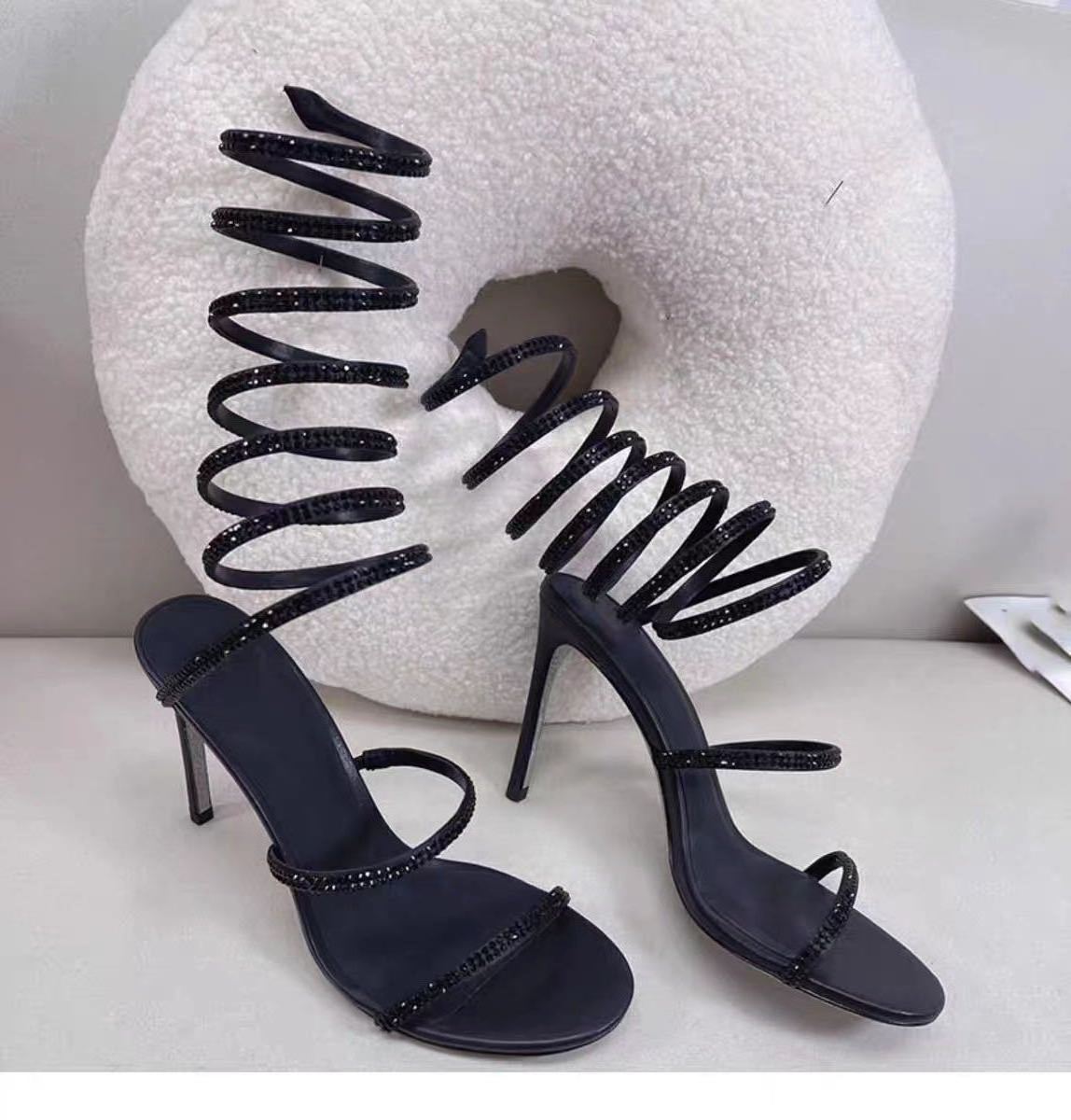 New Hot Sale rhinestone high heels high heels that lace up with glitter designer high wires heels