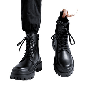 Fashionable black platform boots man boots leather best clad boots design for men