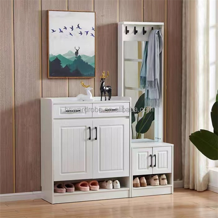 Hot home wooden shoes cabinet with mirror modern racks storage cabinet shoe cabinet with seat