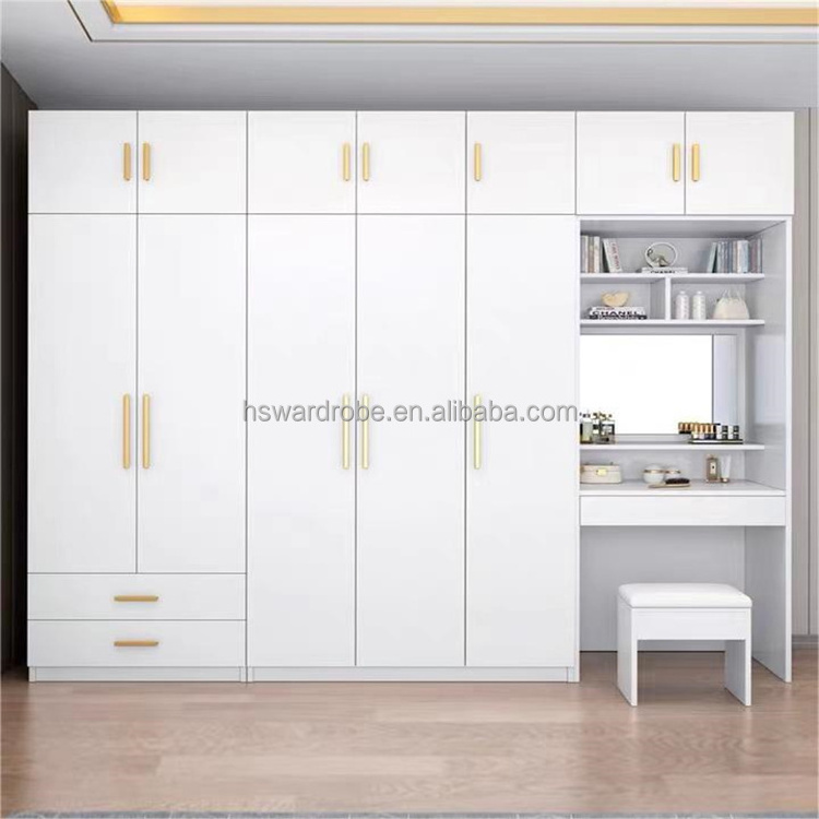 Customized Wardrobe Furniture Bedroom Set Hotel Home Solid Wood Large Wardrobe With Dressing Table