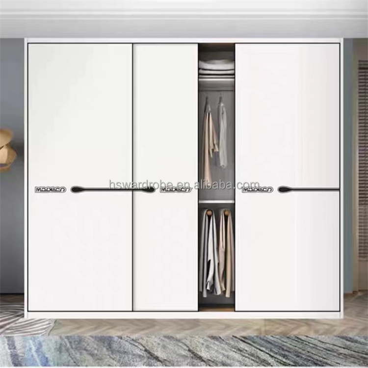 Hot Sale Modern  Cheapest Wardrobe Simple Melamine Wooden 3 Doors 4 Doors Clothes Wardrobe Closet With Mirror