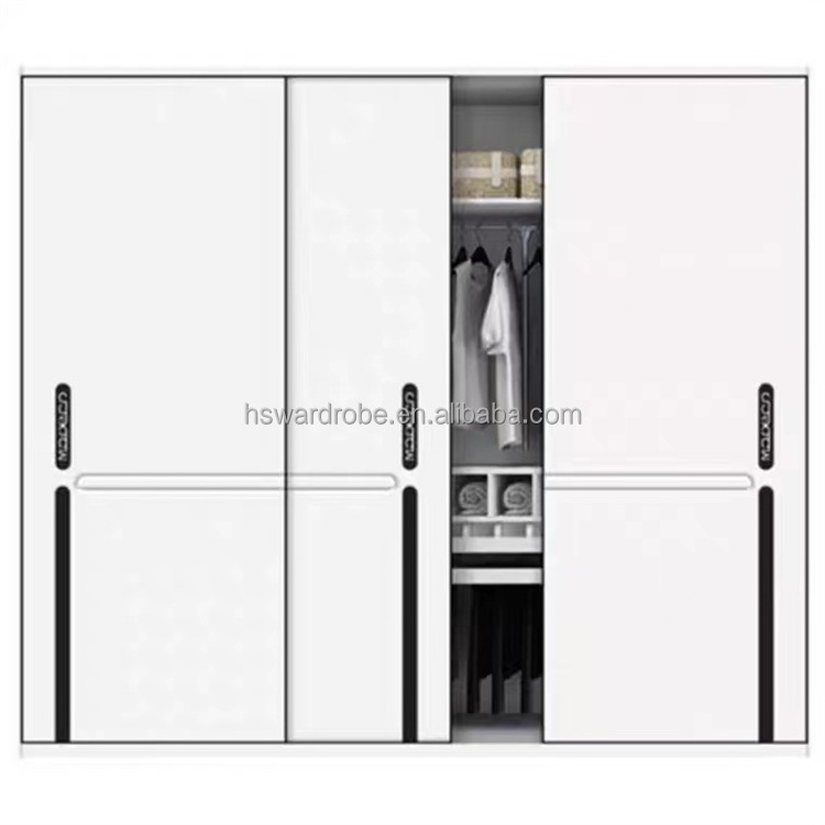 Hot Sale Modern  Cheapest Wardrobe Simple Melamine Wooden 3 Doors 4 Doors Clothes Wardrobe Closet With Mirror