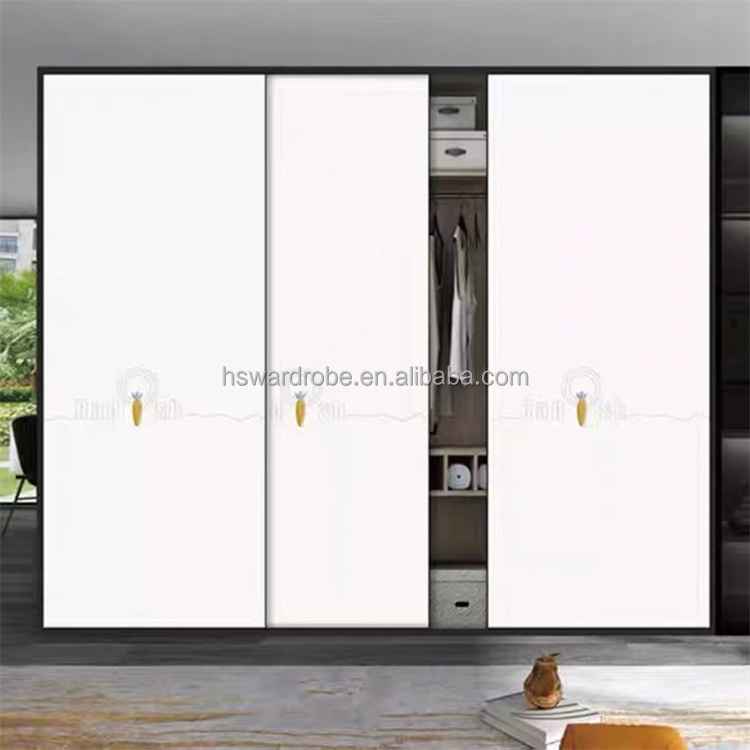 Hot Sale Modern  Cheapest Wardrobe Simple Melamine Wooden 3 Doors 4 Doors Clothes Wardrobe Closet With Mirror