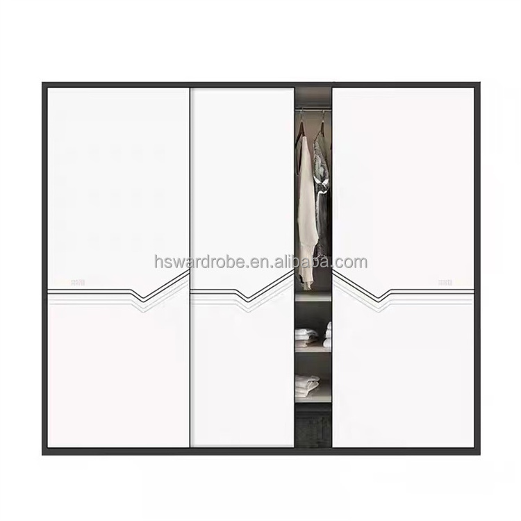 Hot Sale Modern  Cheapest Wardrobe Simple Melamine Wooden 3 Doors 4 Doors Clothes Wardrobe Closet With Mirror