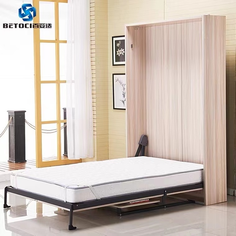 Customize make Wholesales Smart Space Saving Queen Size Hidden Folding Wall Mounted Cabinet Murphy Bed Frame