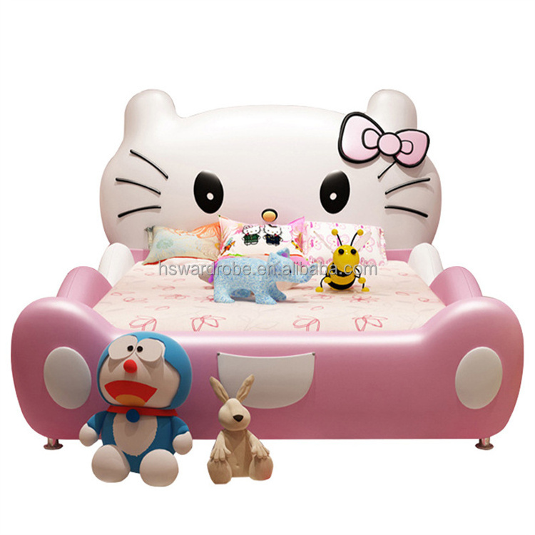 MOQ1PC hot sale hello kitty beds for kids children's bed princess design furniture leather kids bed set for bedroom