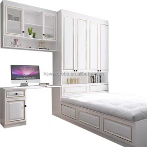 Simple modern wood white single bed with drawer customized size and colors