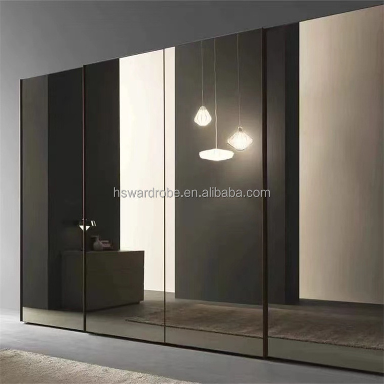 Light Luxury Sliding Door Closet With Mirror Modern Minimalist Home Bedroom Assembly Storage Economic Custom Storage Cabinet