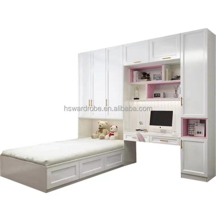 Simple modern wood white single bed with drawer customized size and colors