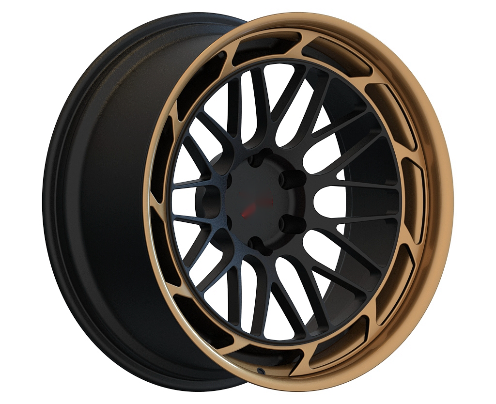 Polished barrel and bronze brushed discs 2 piece aluminum alloy forged wheels for GTR