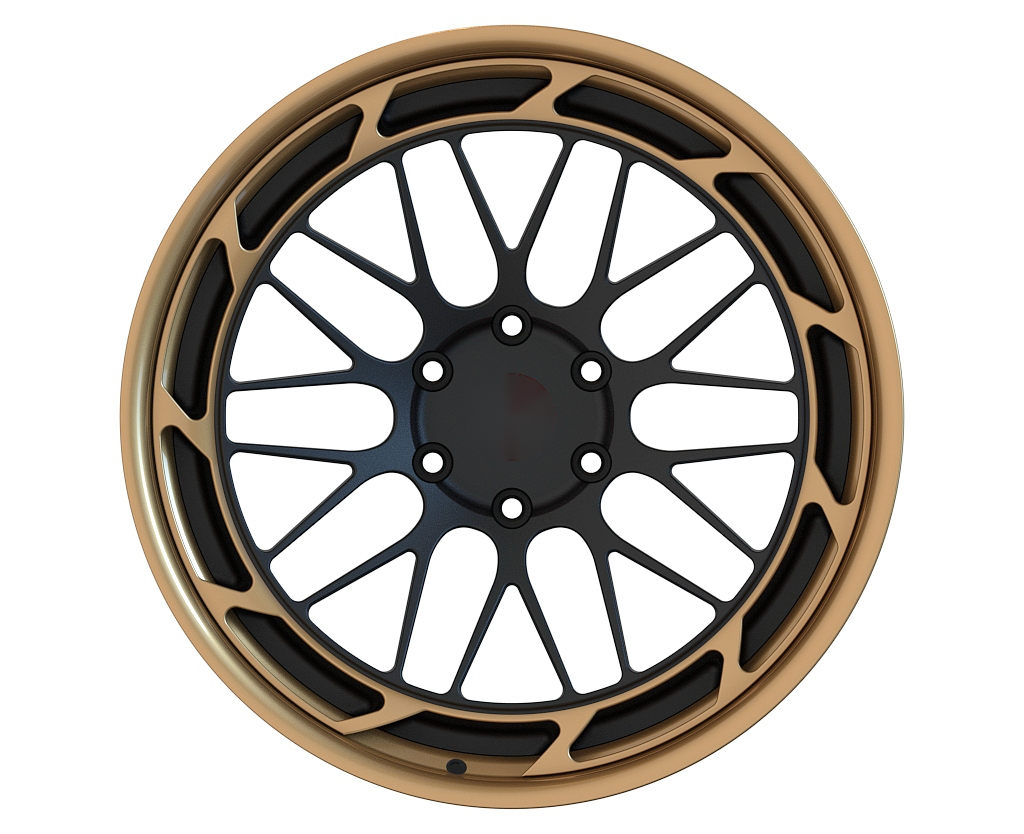 Polished barrel and bronze brushed discs 2 piece aluminum alloy forged wheels for GTR