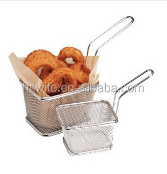 Mini table serving fry chips square basket with stainless steel SS304