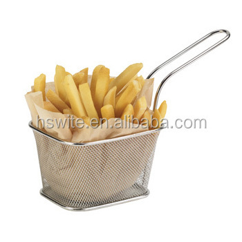 Mini table serving fry chips square basket with stainless steel SS304