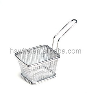 Mini table serving fry chips square basket with stainless steel SS304