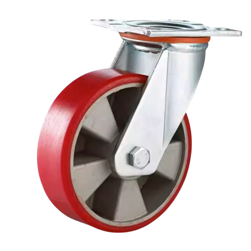 Manufacturer products4 5 6 8 Inch Industrial High Load Heavy Duty Trolley Swivel Aluminium Core PU Caster Wheels With Brake